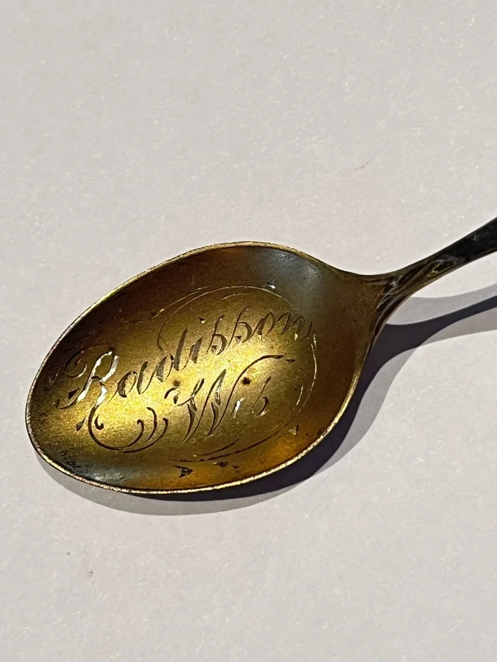 Antique Radisson Wisconsin Souvenir Spoon Floral Silverplate Grand Silver Co